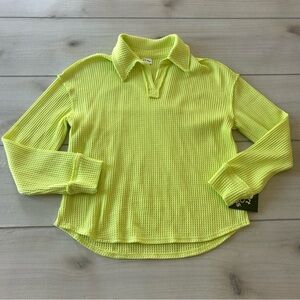 NWT Art Class Neon Long Sleeve Waffle Weave Knit Collared Shirt